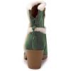 imageFSJ Women Fuzzy Round Toe Mid Chunky Block Heel Ankle Booties Chic Tassels Side Zipper Short Boots Winter Casual Formal Dress Shoes Size 415 USGreen