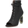 imageFSJ Women Open Peep Toe Ankle Boots Crystal High Heel Mesh Lace Up Booties Back Zipper Comfort Wedding Party Dress Pumps Shoes Size 415 USBlack