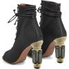 imageFSJ Women Open Peep Toe Ankle Boots Crystal High Heel Mesh Lace Up Booties Back Zipper Comfort Wedding Party Dress Pumps Shoes Size 415 USBlack