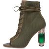 imageFSJ Women Open Peep Toe Ankle Boots Crystal High Heel Mesh Lace Up Booties Back Zipper Comfort Wedding Party Dress Pumps Shoes Size 415 USOlive Green