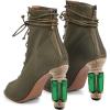 imageFSJ Women Open Peep Toe Ankle Boots Crystal High Heel Mesh Lace Up Booties Back Zipper Comfort Wedding Party Dress Pumps Shoes Size 415 USOlive Green