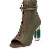 imageFSJ Women Open Peep Toe Ankle Boots Crystal High Heel Mesh Lace Up Booties Back Zipper Comfort Wedding Party Dress Pumps Shoes Size 415 USOlive Green