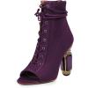 imageFSJ Women Open Peep Toe Ankle Boots Crystal High Heel Mesh Lace Up Booties Back Zipper Comfort Wedding Party Dress Pumps Shoes Size 415 USPurple