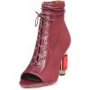 imageFSJ Women Open Peep Toe Ankle Boots Crystal High Heel Mesh Lace Up Booties Back Zipper Comfort Wedding Party Dress Pumps Shoes Size 415 USRed