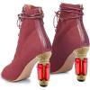 imageFSJ Women Open Peep Toe Ankle Boots Crystal High Heel Mesh Lace Up Booties Back Zipper Comfort Wedding Party Dress Pumps Shoes Size 415 USRed