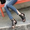 imageFSJ Women Peep Open Toe Boot Cut Out Buckle Ankle Bootie Comfortable Stacked Block Low Heeled Sandal Shoes Size 415 USBlackscar