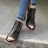 imageFSJ Women Peep Open Toe Boot Cut Out Buckle Ankle Bootie Comfortable Stacked Block Low Heeled Sandal Shoes Size 415 USBlackscar