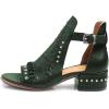 imageFSJ Women Peep Open Toe Boot Cut Out Buckle Ankle Bootie Comfortable Stacked Block Low Heeled Sandal Shoes Size 415 USGreen