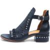 imageFSJ Women Peep Open Toe Boot Cut Out Buckle Ankle Bootie Comfortable Stacked Block Low Heeled Sandal Shoes Size 415 USNavy