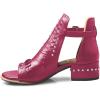 imageFSJ Women Peep Open Toe Boot Cut Out Buckle Ankle Bootie Comfortable Stacked Block Low Heeled Sandal Shoes Size 415 USPink