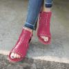 imageFSJ Women Peep Open Toe Boot Cut Out Buckle Ankle Bootie Comfortable Stacked Block Low Heeled Sandal Shoes Size 415 USPink