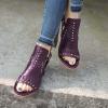 imageFSJ Women Peep Open Toe Boot Cut Out Buckle Ankle Bootie Comfortable Stacked Block Low Heeled Sandal Shoes Size 415 USPurple