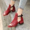 imageFSJ Women Peep Open Toe Boot Cut Out Buckle Ankle Bootie Comfortable Stacked Block Low Heeled Sandal Shoes Size 415 USRedscar