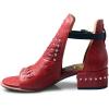 imageFSJ Women Peep Open Toe Boot Cut Out Buckle Ankle Bootie Comfortable Stacked Block Low Heeled Sandal Shoes Size 415 USRedscar