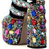 imageFSJ Women Platform Ankle Boots Chunky High Heel Booties Gorgeous Gem Closed Round Toe Sparkling Crystal Cutout Lace Up Prom Dance Shoes Size 416 USBlack