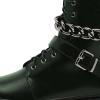 imageFSJ Women Platform Ankle Boots Flat Low Heel Combat Boots Chain Round Toe Lace Up Side Zipper Thick Heel Leather Booties Fall Winter Boots Size 415 USGreen