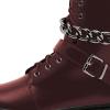 imageFSJ Women Platform Ankle Boots Flat Low Heel Combat Boots Chain Round Toe Lace Up Side Zipper Thick Heel Leather Booties Fall Winter Boots Size 415 USMetallic Brown