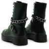 imageFSJ Women Platform Ankle Boots Flat Low Heel Combat Boots Chain Round Toe Lace Up Side Zipper Thick Heel Leather Booties Fall Winter Boots Size 415 USGreen