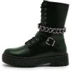 imageFSJ Women Platform Ankle Boots Flat Low Heel Combat Boots Chain Round Toe Lace Up Side Zipper Thick Heel Leather Booties Fall Winter Boots Size 415 USGreen