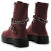 imageFSJ Women Platform Ankle Boots Flat Low Heel Combat Boots Chain Round Toe Lace Up Side Zipper Thick Heel Leather Booties Fall Winter Boots Size 415 USMetallic Brown