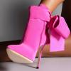 imageFSJ Women Pointed Toe Stiletto Heel Ankle Boots Side Zipper Tie Bowknot Booties Western Fashion Nightclub Shoes Size 416 USHot Pink