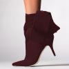 imageFSJ Women Pointed Toe Stiletto Heel Ankle Boots Side Zipper Tie Bowknot Booties Western Fashion Nightclub Shoes Size 416 USMaroon