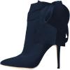 imageFSJ Women Pointed Toe Stiletto Heel Ankle Boots Side Zipper Tie Bowknot Booties Western Fashion Nightclub Shoes Size 416 USNavy