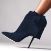 imageFSJ Women Pointed Toe Stiletto Heel Ankle Boots Side Zipper Tie Bowknot Booties Western Fashion Nightclub Shoes Size 416 USNavy