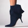 imageFSJ Women Pointed Toe Stiletto Heel Ankle Boots Side Zipper Tie Bowknot Booties Western Fashion Nightclub Shoes Size 416 USNavy