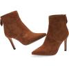 imageFSJ Women Retro Pointed Toe Ankle Boots Stiletto High Heel Back Zipper Booties Casual Street Walking Ladies Shoes Size 415 USBrown