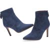 imageFSJ Women Retro Pointed Toe Ankle Boots Stiletto High Heel Back Zipper Booties Casual Street Walking Ladies Shoes Size 415 USDark Blue