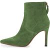 imageFSJ Women Retro Pointed Toe Ankle Boots Stiletto High Heel Back Zipper Booties Casual Street Walking Ladies Shoes Size 415 USGreen