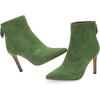 imageFSJ Women Retro Pointed Toe Ankle Boots Stiletto High Heel Back Zipper Booties Casual Street Walking Ladies Shoes Size 415 USGreen