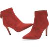 imageFSJ Women Retro Pointed Toe Ankle Boots Stiletto High Heel Back Zipper Booties Casual Street Walking Ladies Shoes Size 415 USRed