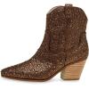 imageFSJ Women Rhinestone Cowboy Boots Sparkly Ankle Boots Cowgirl Western Wide Calf Pointed Toe Fashion Chunky Stacked Heel Ladies Shoes Size 416 USBrown