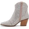 imageFSJ Women Rhinestone Cowboy Boots Sparkly Ankle Boots Cowgirl Western Wide Calf Pointed Toe Fashion Chunky Stacked Heel Ladies Shoes Size 416 USRhinestone