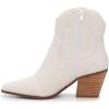imageFSJ Women Rhinestone Cowboy Boots Sparkly Ankle Boots Cowgirl Western Wide Calf Pointed Toe Fashion Chunky Stacked Heel Ladies Shoes Size 416 USWhite