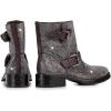 imageFSJ Women Rhinestone Low Block Heel Round Toe Ankle Boots with Full Bling Sparkling Crystal Booties Buckle Straps Wedding Party Date Dress Shoes Size 416 USGrey