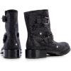 imageFSJ Women Rhinestone Low Block Heel Round Toe Ankle Boots with Full Bling Sparkling Crystal Booties Buckle Straps Wedding Party Date Dress Shoes Size 416 USBlack