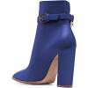 imageFSJ Women Side Cutout Pointed Toe Ankle Boots Block Stacked Chunky Heel Comfy Adjustable Chain Straps Buckle Fashion Booties Size 415 USBlue