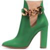 imageFSJ Women Side Cutout Pointed Toe Ankle Boots Block Stacked Chunky Heel Comfy Adjustable Chain Straps Buckle Fashion Booties Size 415 USGreen