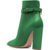 imageFSJ Women Side Cutout Pointed Toe Ankle Boots Block Stacked Chunky Heel Comfy Adjustable Chain Straps Buckle Fashion Booties Size 415 USGreen