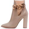 imageFSJ Women Side Cutout Pointed Toe Ankle Boots Block Stacked Chunky Heel Comfy Adjustable Chain Straps Buckle Fashion Booties Size 415 USLight Brown