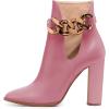 imageFSJ Women Side Cutout Pointed Toe Ankle Boots Block Stacked Chunky Heel Comfy Adjustable Chain Straps Buckle Fashion Booties Size 415 USPink