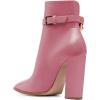 imageFSJ Women Side Cutout Pointed Toe Ankle Boots Block Stacked Chunky Heel Comfy Adjustable Chain Straps Buckle Fashion Booties Size 415 USPink