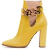 imageFSJ Women Side Cutout Pointed Toe Ankle Boots Block Stacked Chunky Heel Comfy Adjustable Chain Straps Buckle Fashion Booties Size 415 USYellow