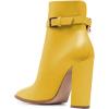imageFSJ Women Side Cutout Pointed Toe Ankle Boots Block Stacked Chunky Heel Comfy Adjustable Chain Straps Buckle Fashion Booties Size 415 USYellow