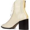 imageFSJ Women Square Toe Lace Up Ankle Bootie Block Chunky Heel Back Zipper Boots Fashion Chelsea Party Dress Short Booties Size 415 USBeige
