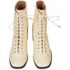 imageFSJ Women Square Toe Lace Up Ankle Bootie Block Chunky Heel Back Zipper Boots Fashion Chelsea Party Dress Short Booties Size 415 USBeige