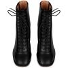 imageFSJ Women Square Toe Lace Up Ankle Bootie Block Chunky Heel Back Zipper Boots Fashion Chelsea Party Dress Short Booties Size 415 USBlack